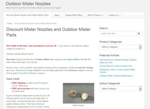 Outdoor Mister Nozzles